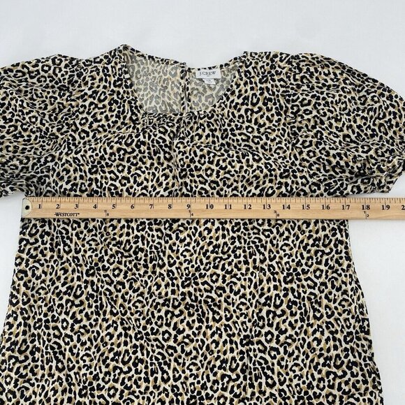 J. Crew Style AL520 Leopard Print Puff Sleeve Poplin Top Size XS - Picture 6 of 8